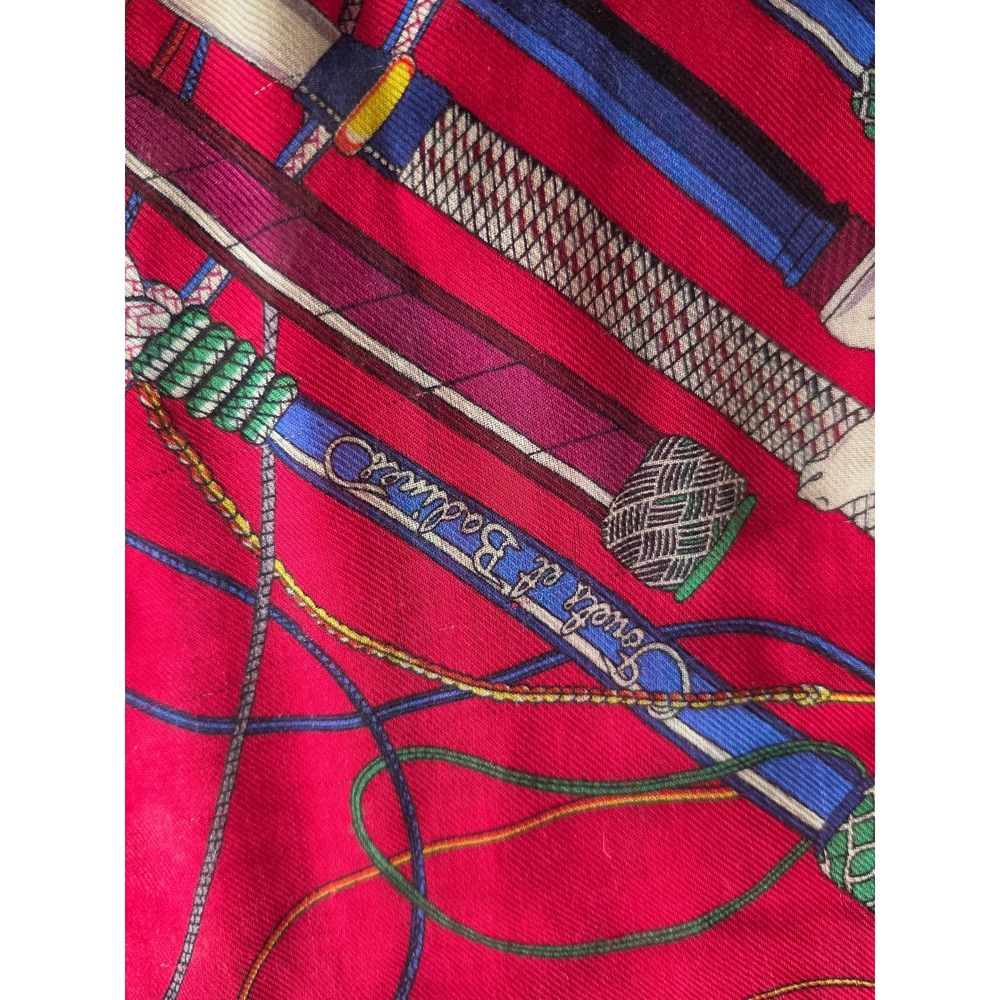 Hermes Red Twill Silk Fouets et Badines Iconic Equestrian Virginie Jamin Scarf - Picture 11 of 14